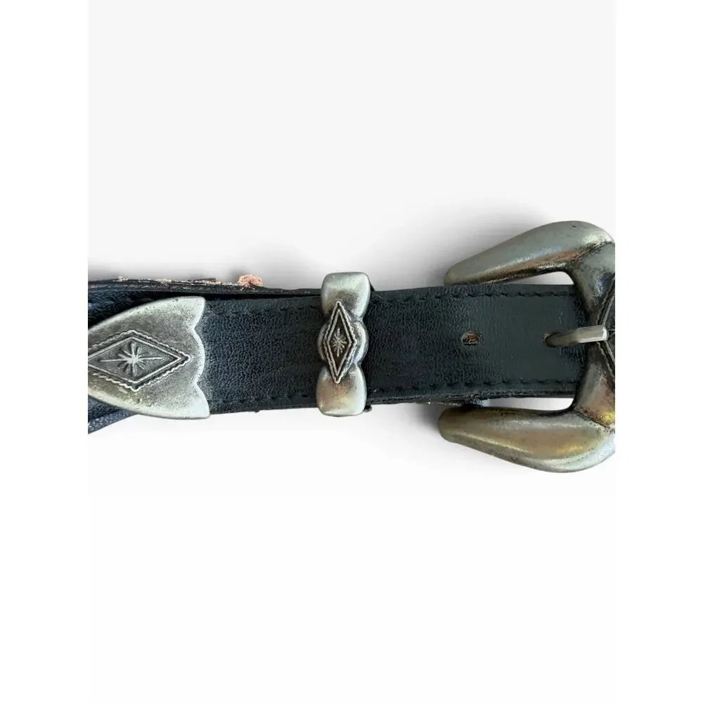 Southwestern Woven 100% Leather Conchos Diamond Pattern 38
